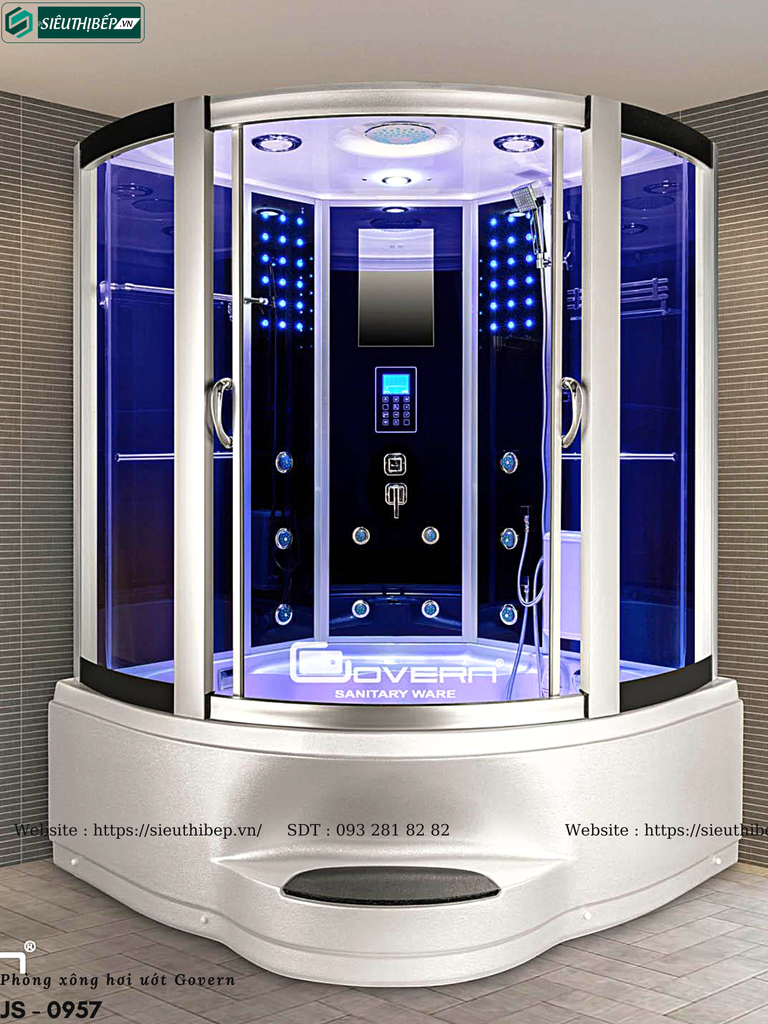 Phòng tắm xông hơi ướt Govern JS - 0957 (Bồn massage, sục khí ,đèn led)