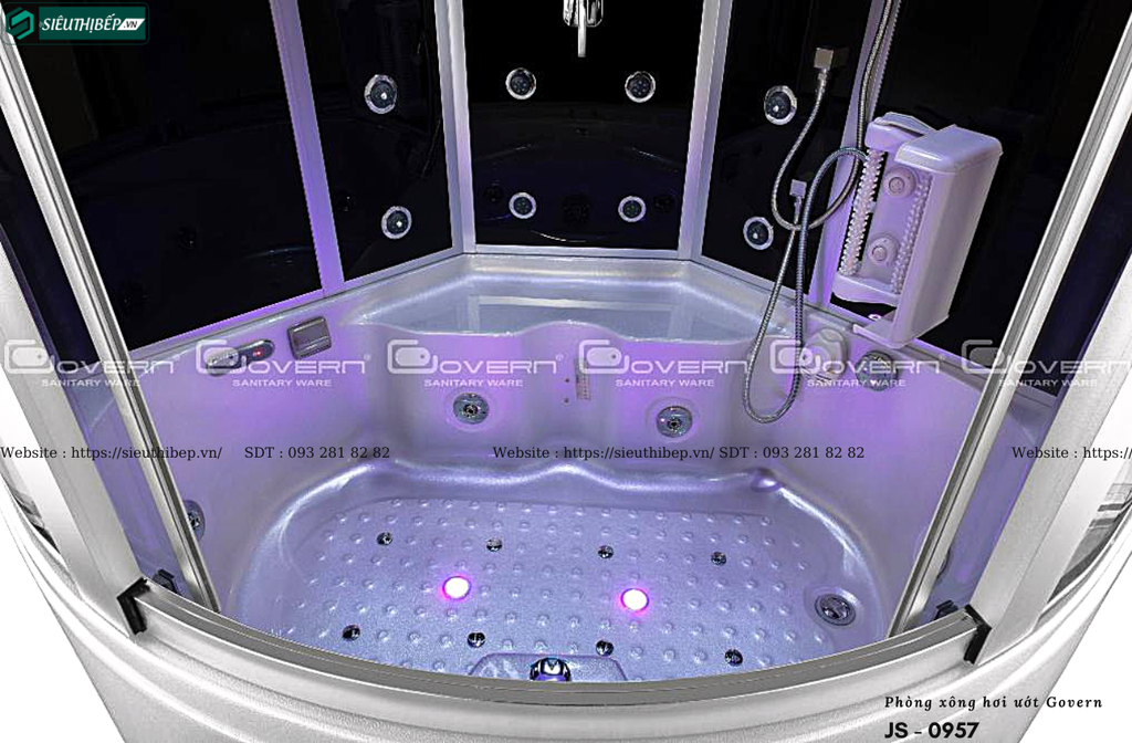 Phòng tắm xông hơi ướt Govern JS - 0957 (Bồn massage, sục khí ,đèn led)