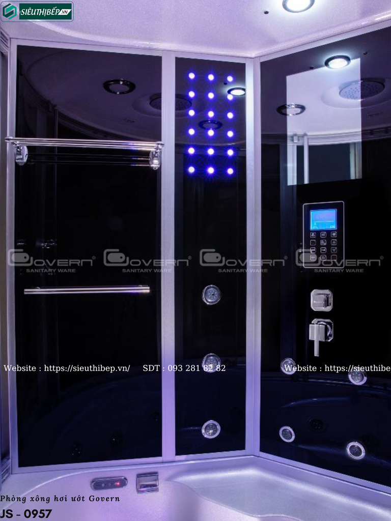 Phòng tắm xông hơi ướt Govern JS - 0957 (Bồn massage, sục khí ,đèn led)