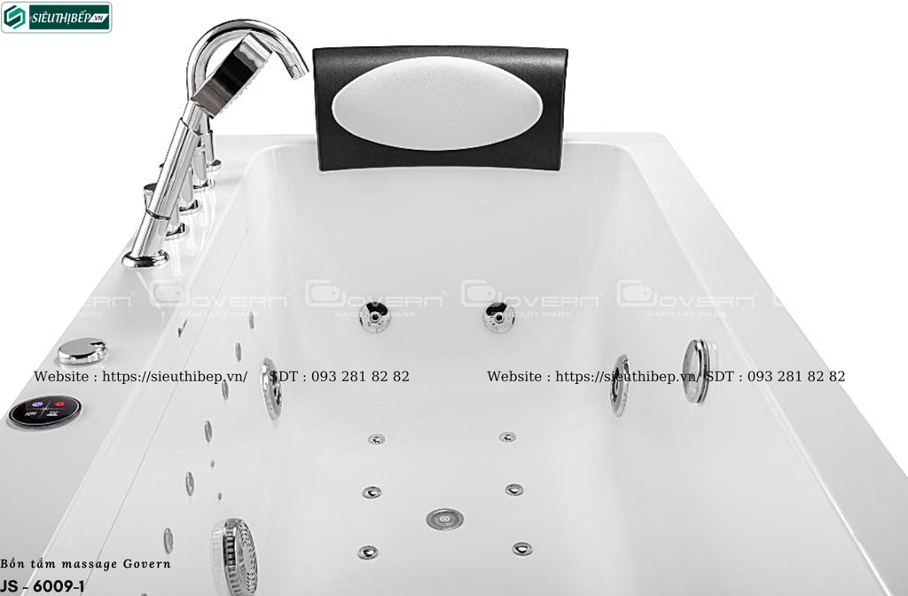 Bồn tắm massage Govern JS - 6009-1 (Bồn tắm massage, sục khí, đèn led, thác tràn)