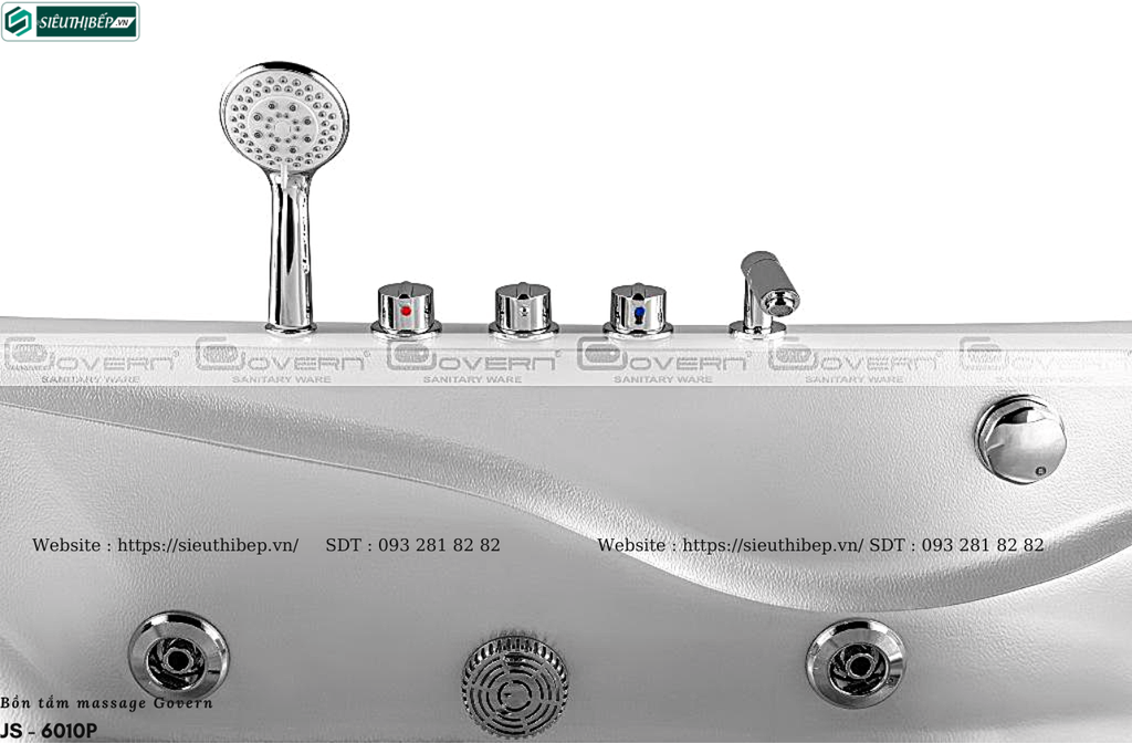 Bồn tắm massage Govern JS - 6010P (Bồn tắm massage, sục khí, đèn đổi màu(Ngọc trai))