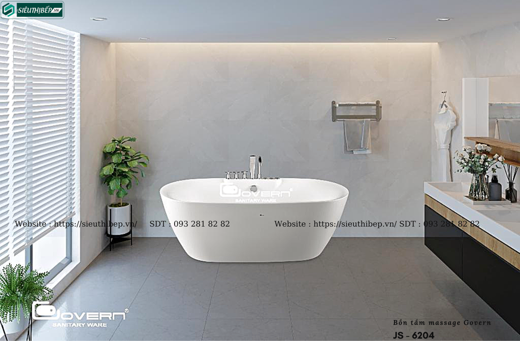Bồn tắm massage Govern JS - 6204 (Bồn tắm massage, sục khí, đèn đổi màu)