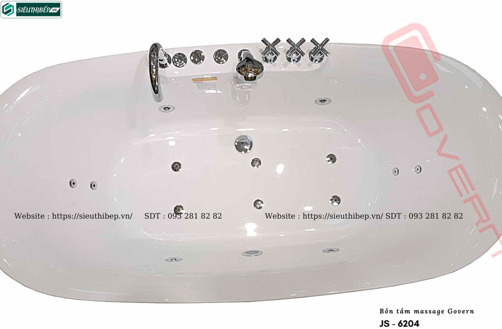 Bồn tắm massage Govern JS - 6204 (Bồn tắm massage, sục khí, đèn đổi màu)