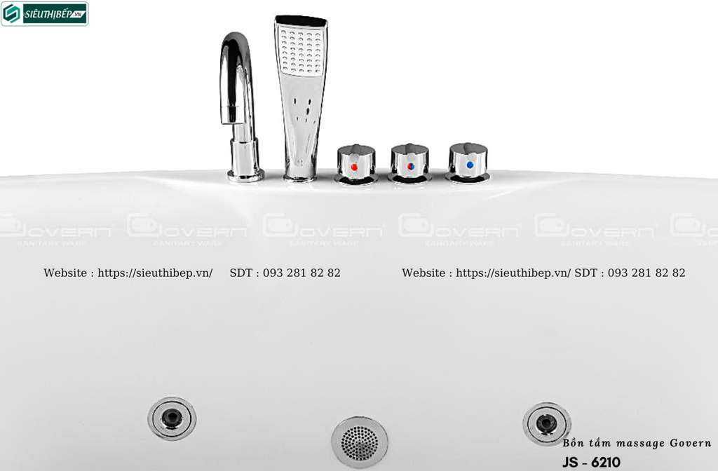 Bồn tắm massage Govern JS - 6210 (Bồn tắm massage, sục khí, đèn đổi màu)
