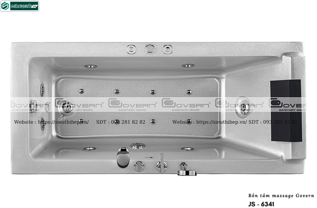 Bồn tắm massage Govern JS - 6341 (Bồn tắm massage, sục khí, đèn đổi màu)