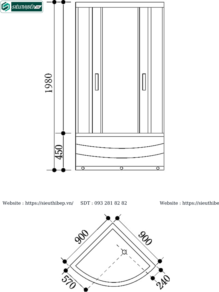 Bồn tắm phòng vách kính Govern JS - 8122 (Đế cao)