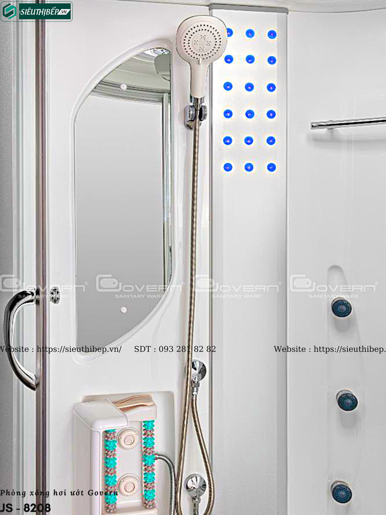 Phòng tắm xông hơi ướt Govern JS - 8208 (Bồn massage)