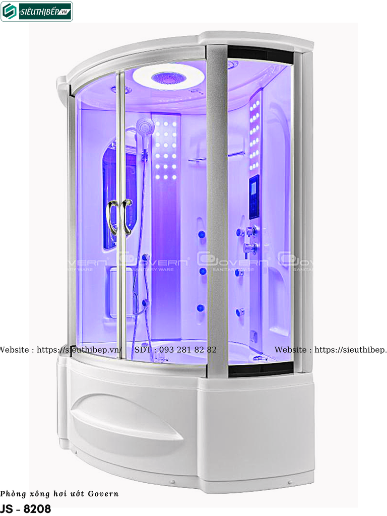 Phòng tắm xông hơi ướt Govern JS - 8208 (Bồn massage)