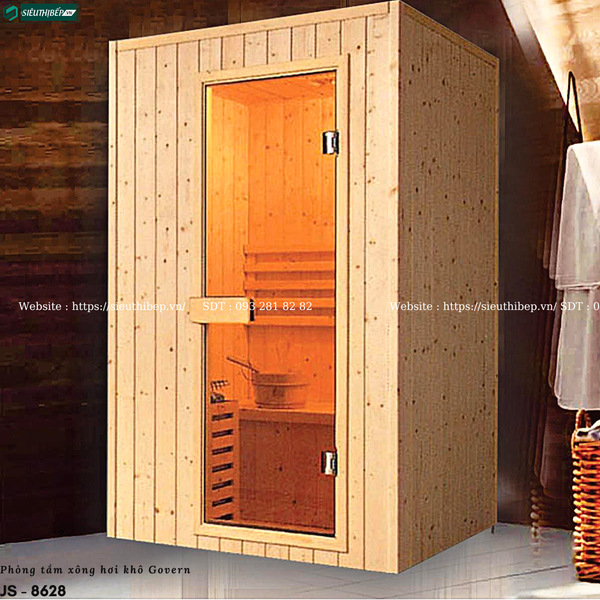 Phòng tắm xông hơi khô Govern JS - 8628 (Xông khô truyền thống đá dinh dưỡng , gỗ thông Phần Lan)