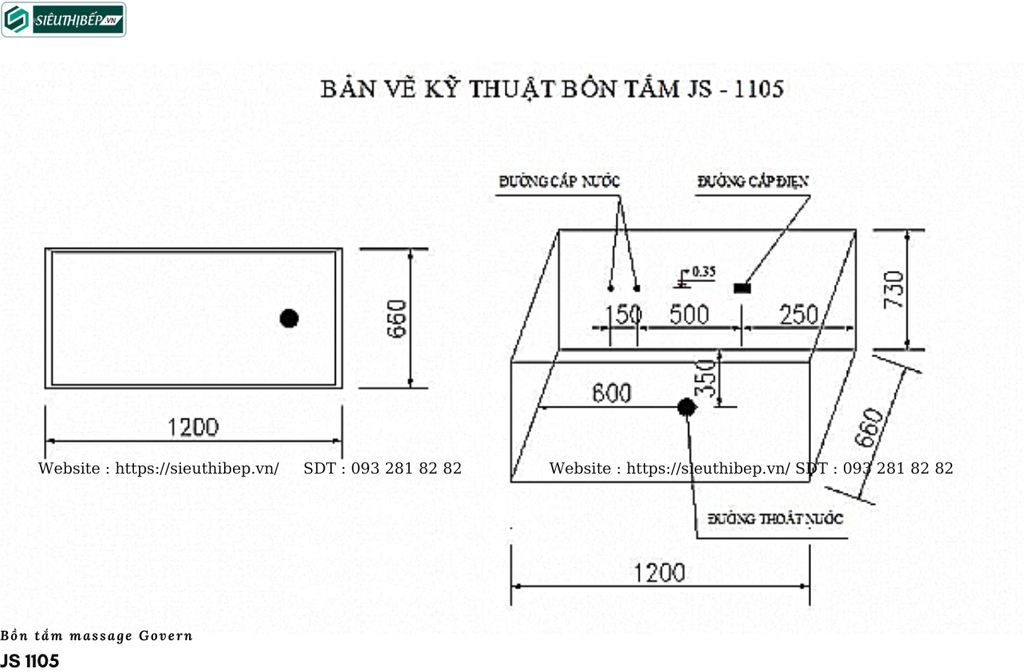 Bồn tắm massage Govern JS - 1105