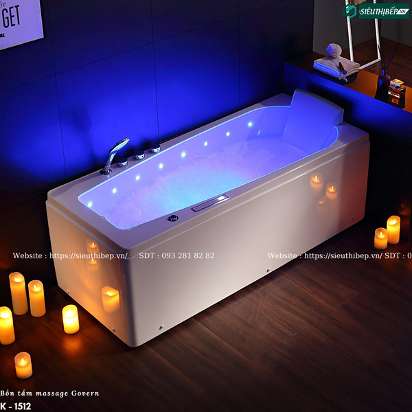 Bồn tắm massage Govern K - 1512 (Bồn tắm Massage, sục khí, đèn led)