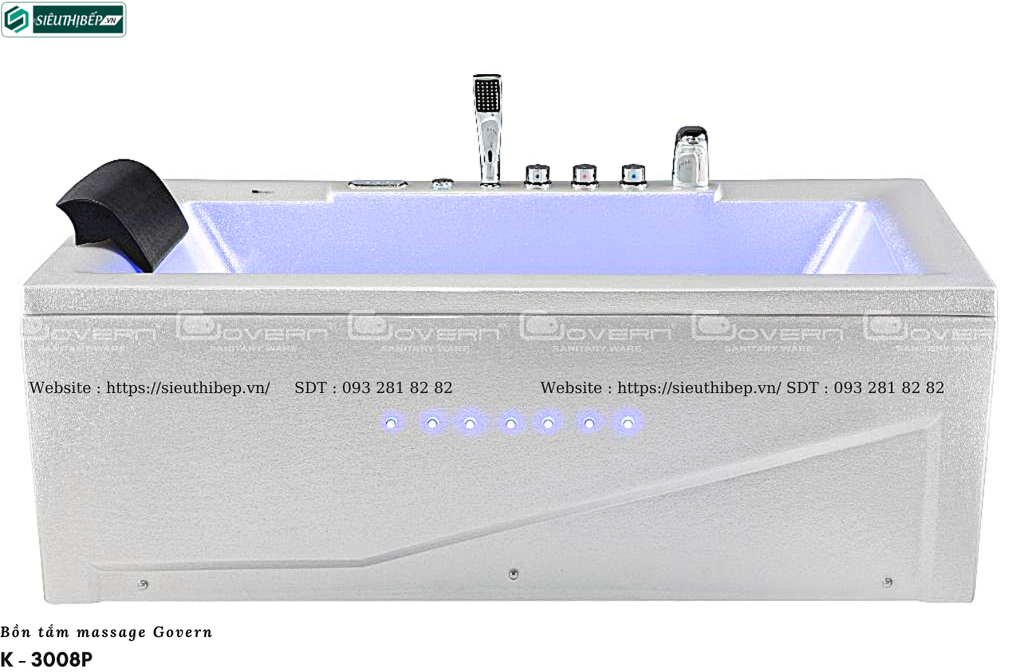 Bồn tắm massage Govern K - 3008 / K - 3008P (Bồn tắm Massage, sục khí, đèn đa sắc / ngọc trai)