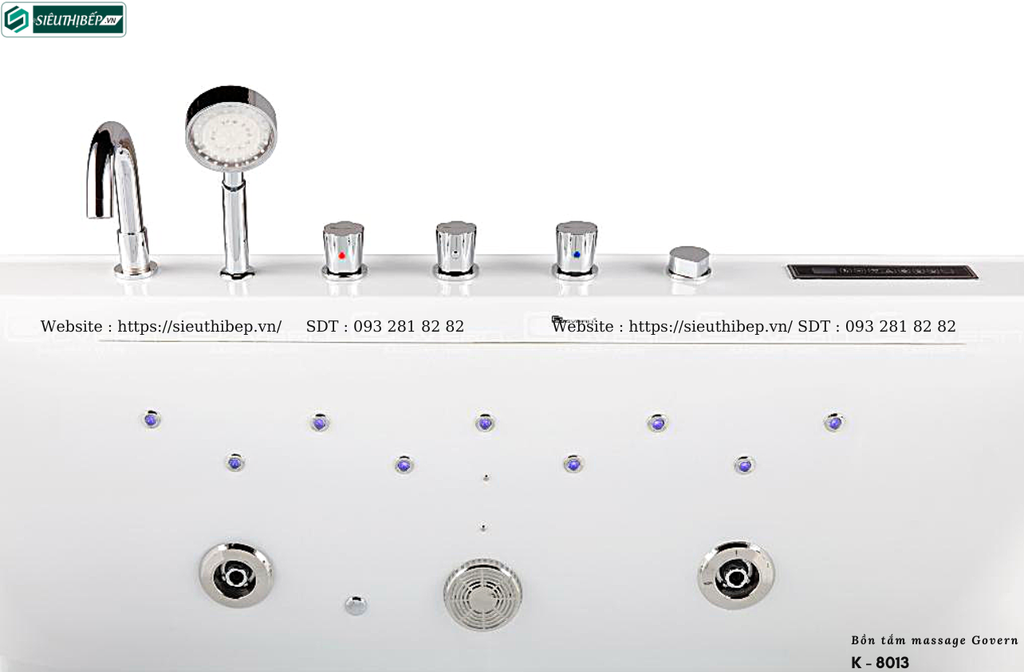 Bồn tắm massage Govern K - 8013 (Bồn tắm Massage, sục khí, đèn led)