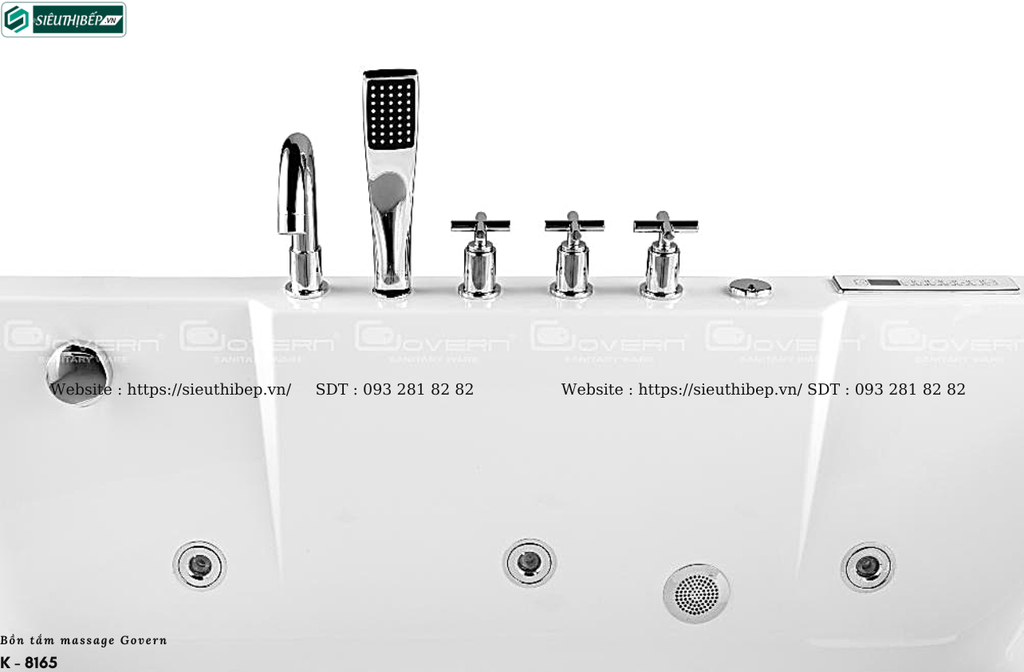 Bồn tắm massage Govern K - 8165 (Bồn tắm Massage, sục khí, đèn led)
