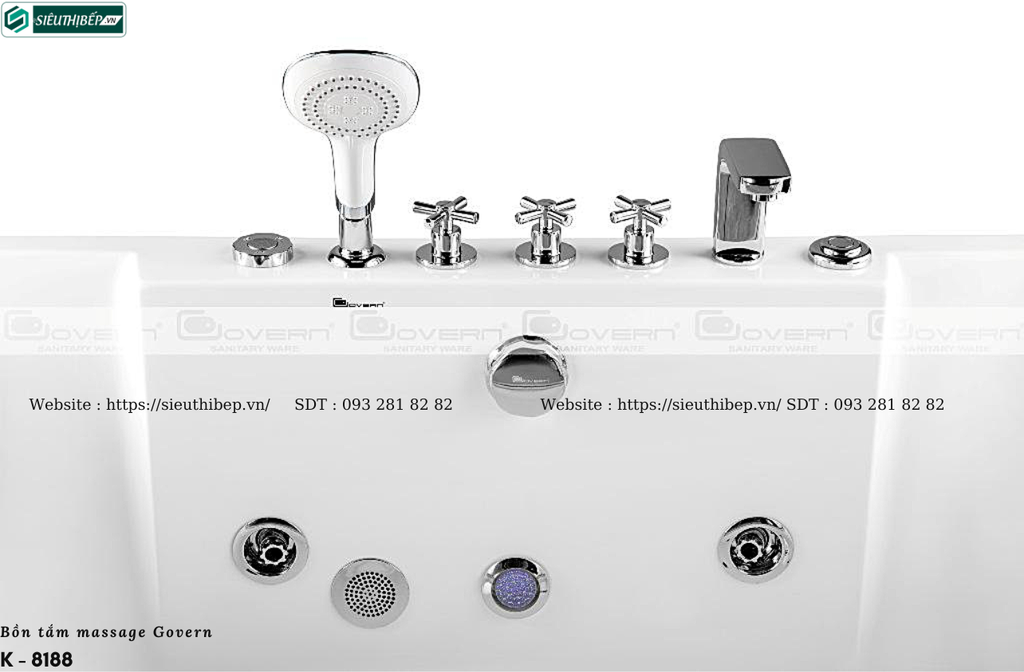 Bồn tắm massage Govern K - 8188 (Bồn tắm Massage, sục khí, đèn led)