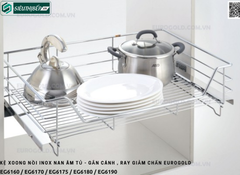 Kệ xoong nồi Eurogold EG6160 / EG6170 / EG6175 / EG6180 / EG6190 (Inox nan âm tủ - gắn cánh , ray giảm chấn)