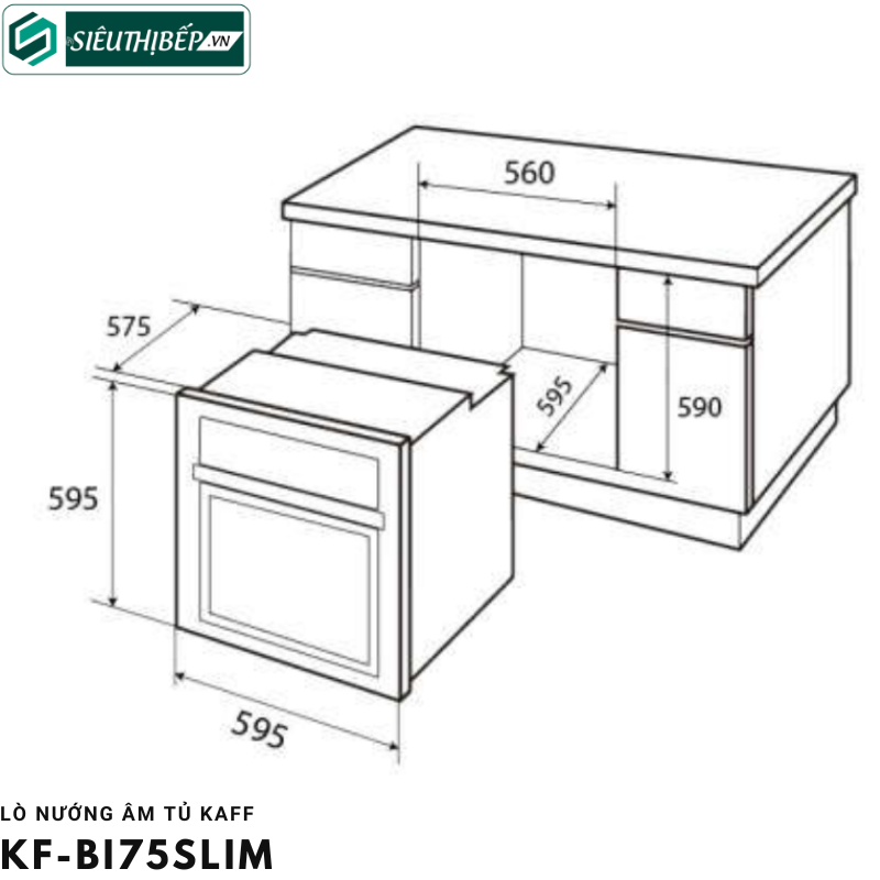 Lò nướng Kaff KF - BI75SLIM (75 Lít - Âm tủ)