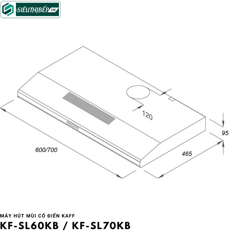 Máy hút mùi Kaff KF - SL60KB / KF - SL70KB (Cổ điển)