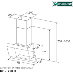Máy hút mùi Kaff KF - 70LH (Áp tường kính vát)