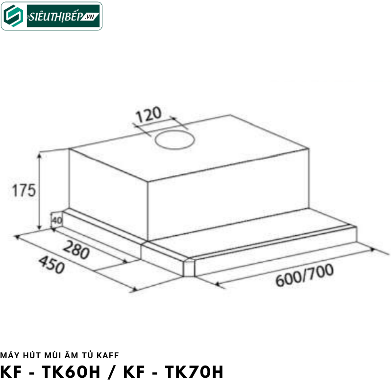 Máy hút mùi Kaff KF - TK60H / KF - TK70H / KF - TK80H / KF - TK90H (Âm tủ)