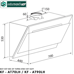 Máy hút mùi Kaff KF - AT70LH / KF - AT90LH (Áp tường kính vát)