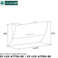 Máy hút mùi Kaff KF - LUX - AT70H - BK / KF - LUX - AT90H - BK (Áp tường kính vát)
