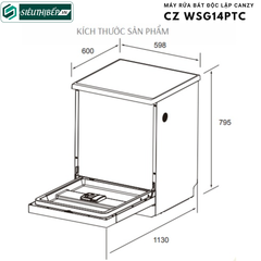 Máy rửa bát độc lập Canzy CZ WSG14PTC (Độc lập - 14 Bộ bát đĩa Châu Âu)