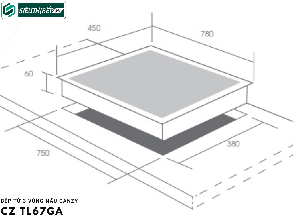 Bếp từ Canzy CZ TL 67GA (3 vùng nấu - Inverter tiết kiệm điện)