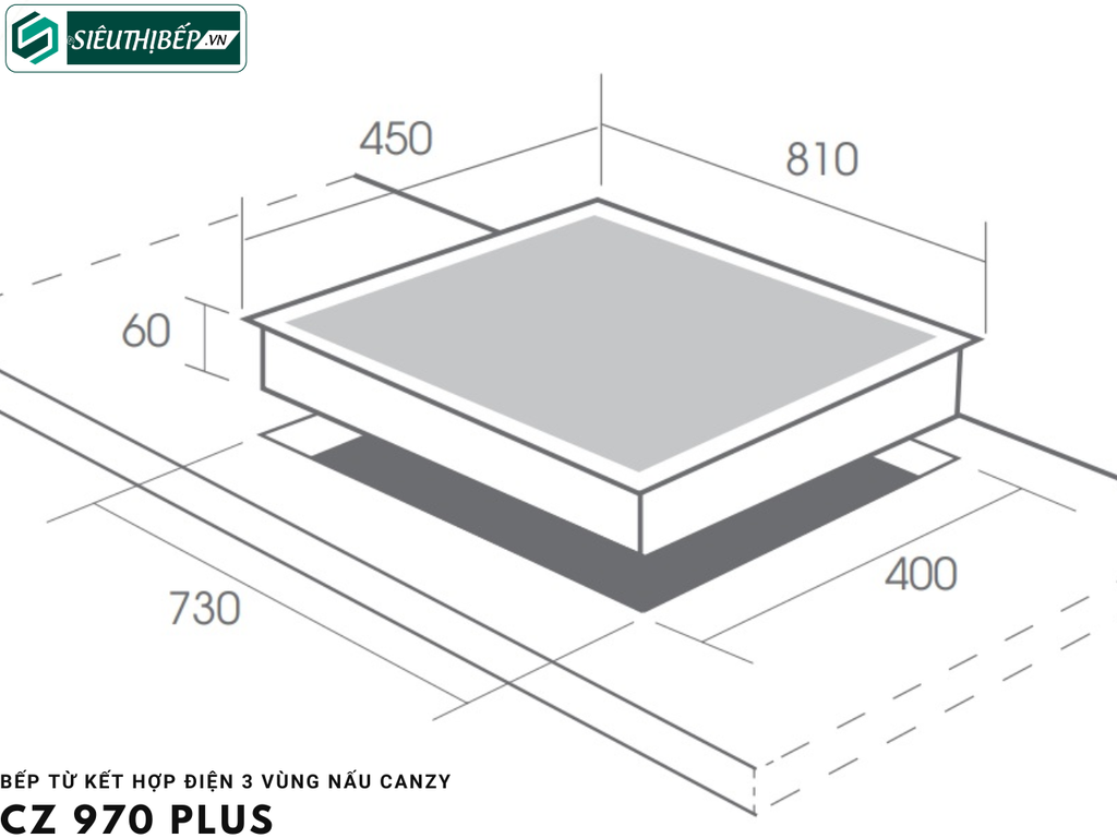 Bếp từ kết hợp điện Canzy CZ 970 PLUS (3 vùng nấu - Inverter tiết kiệm điện)