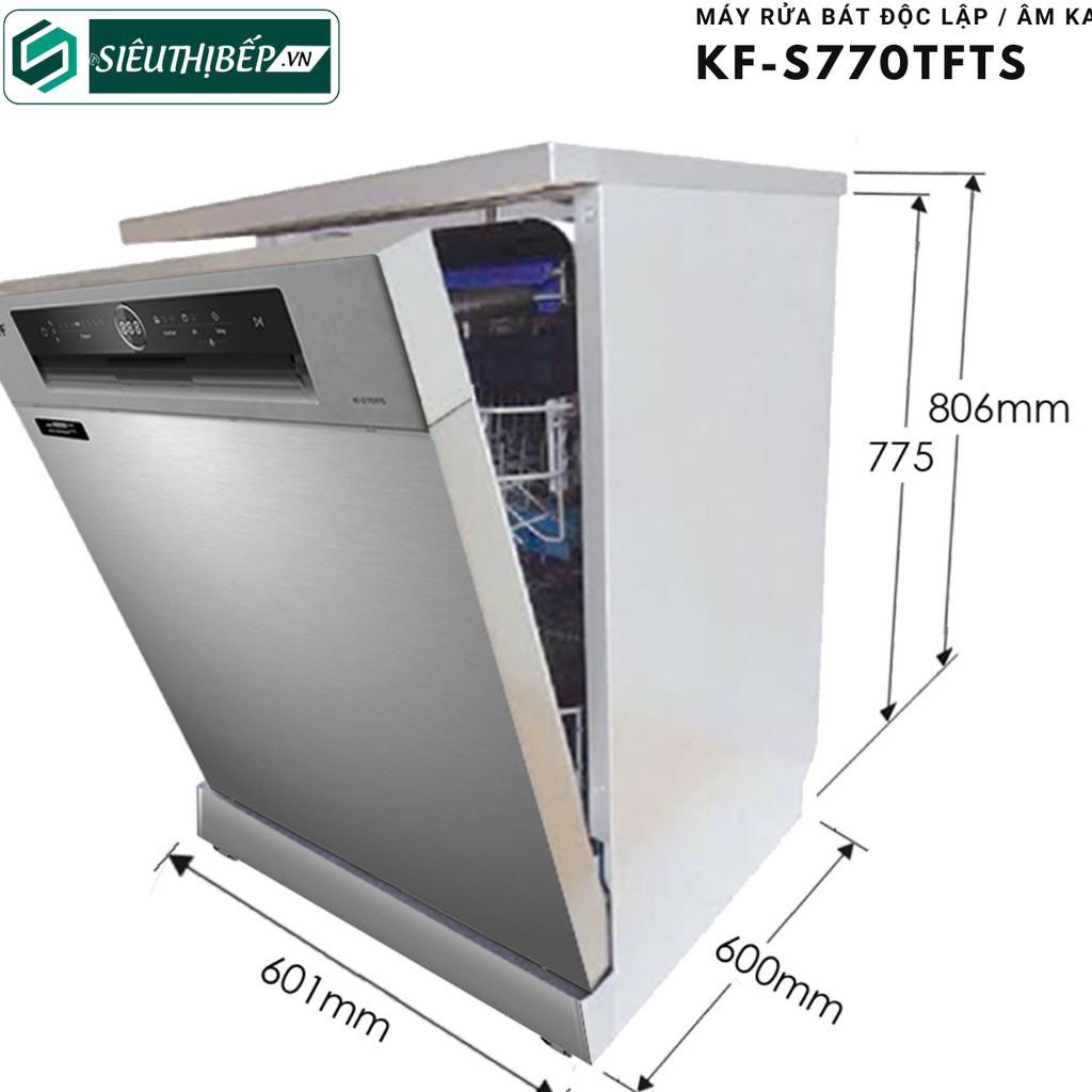 Máy rửa bát Kaff KF - S770 TFTS / KF - S770 TFTB (Độc lập - 14 bộ đồ ăn Châu Âu)