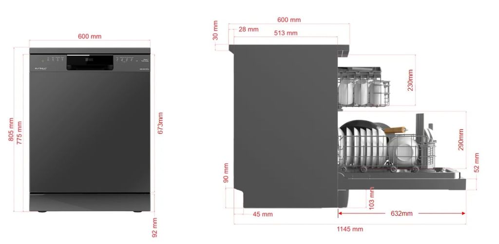 Máy rửa bát Eurosun SMS18EU79 PRO (Gray)