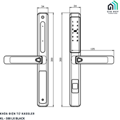 Khóa điện tử Kassler KL - 588 LX BLACK mở khóa bằng APP điện thoại thông minh (Chuyên dụng cho cửa nhôm Xingfa, sắt)