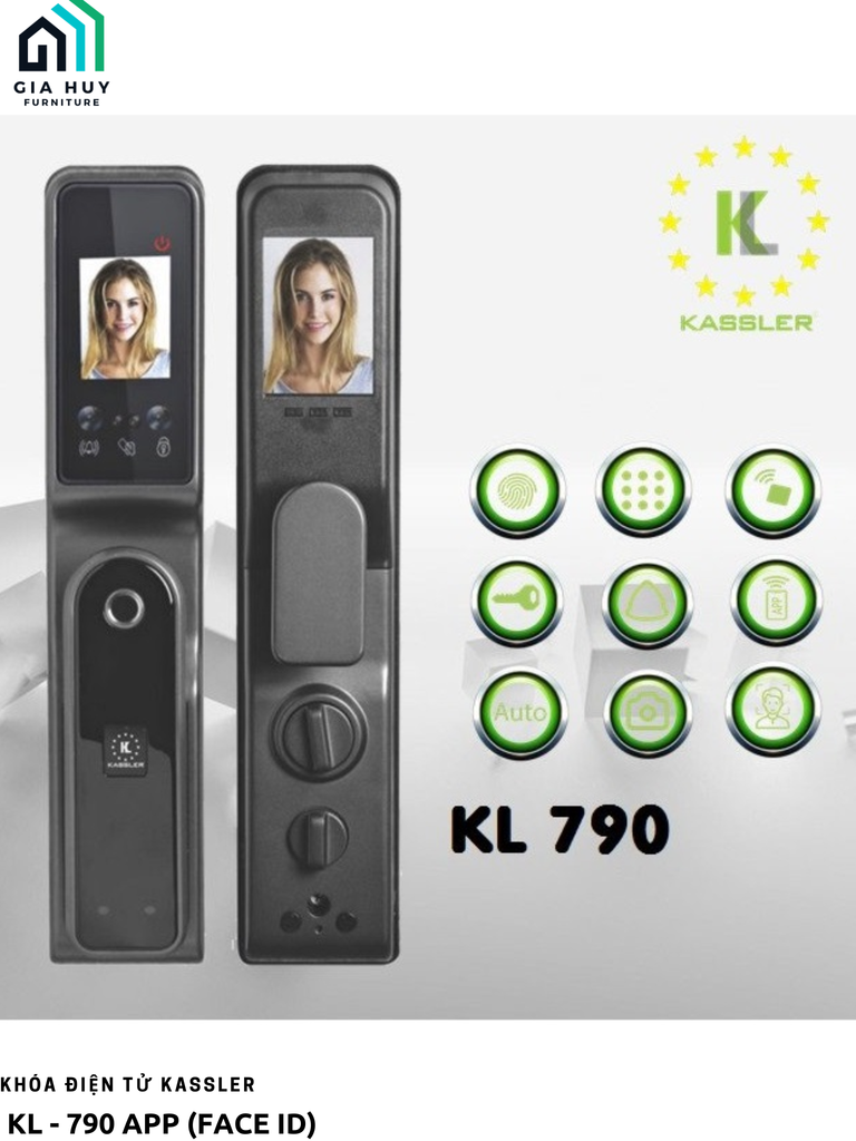 Khóa điện tử Kassler KL - 790 APP mở khóa bằng FACE ID thông minh