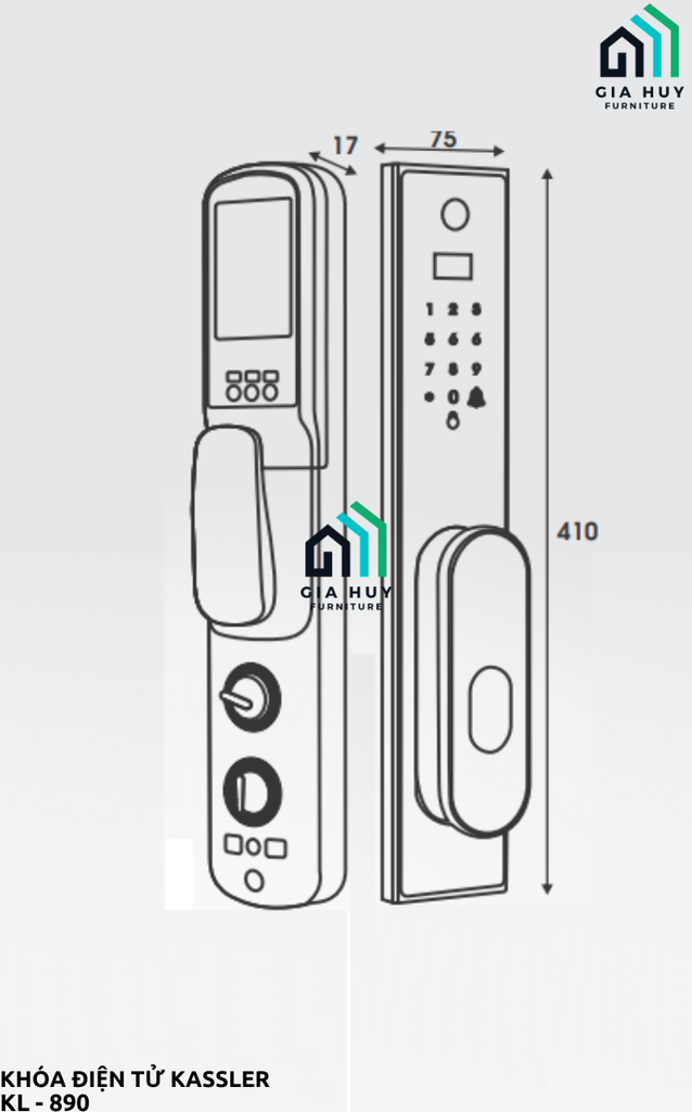 Khóa điện tử Kassler KL - 890 mở khóa bằng APP thông minh