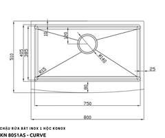 Chậu rửa bát Konox KN 8051AS - Curve (Inox 1 hộc - Lắp dương)