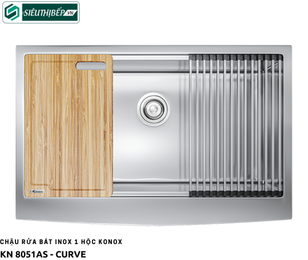 Chậu rửa bát Konox KN 8051AS - Curve (Inox 1 hộc - Lắp dương)