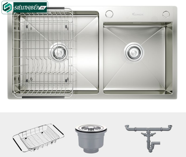 Chậu rửa bát Konox KN 8245DO (Inox 2 hộc lắp dương)