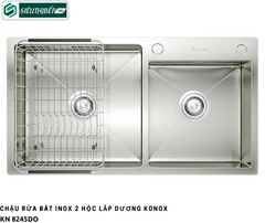 Chậu rửa bát Konox KN 8245DO (Inox 2 hộc lắp dương)