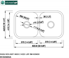 Chậu rửa bát Konox KN 8246DUA (Inox 2 hộc lắp âm)