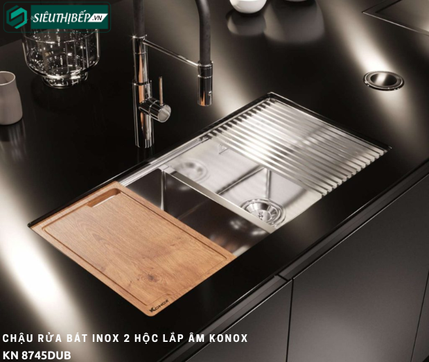 Chậu rửa bát Konox KN 8745DUB (Inox 2 hộc đều)
