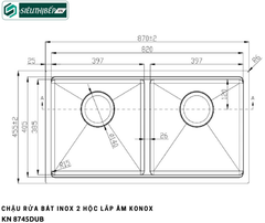 Chậu rửa bát Konox KN 8745DUB (Inox 2 hộc đều)