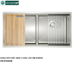 Chậu rửa bát Konox KN 8745DUB (Inox 2 hộc đều)