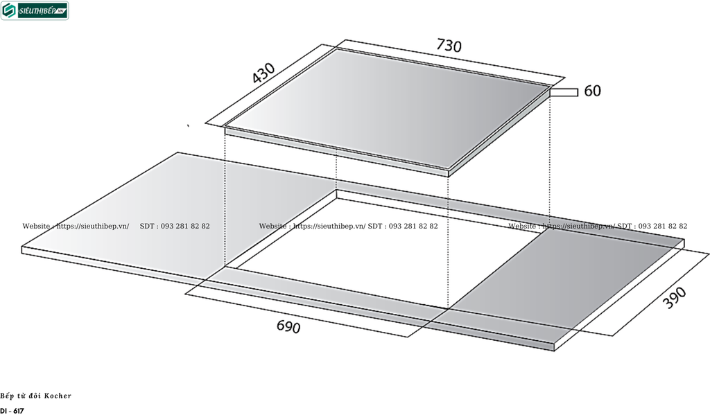 Bếp từ đôi Kocher DI - 617 (Made in Malaysia)