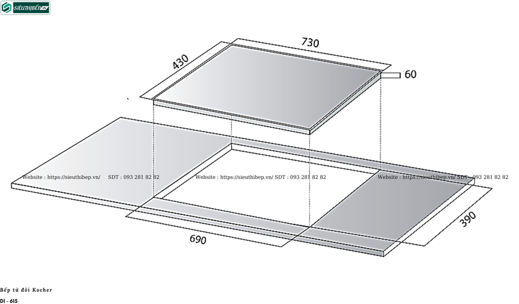 Bếp từ đôi Kocher DI - 615 (Made in Malaysia)