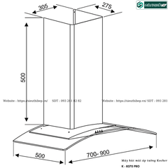 Máy hút mùi Kocher K - 8370 PRO (Áp tường, kính cong)