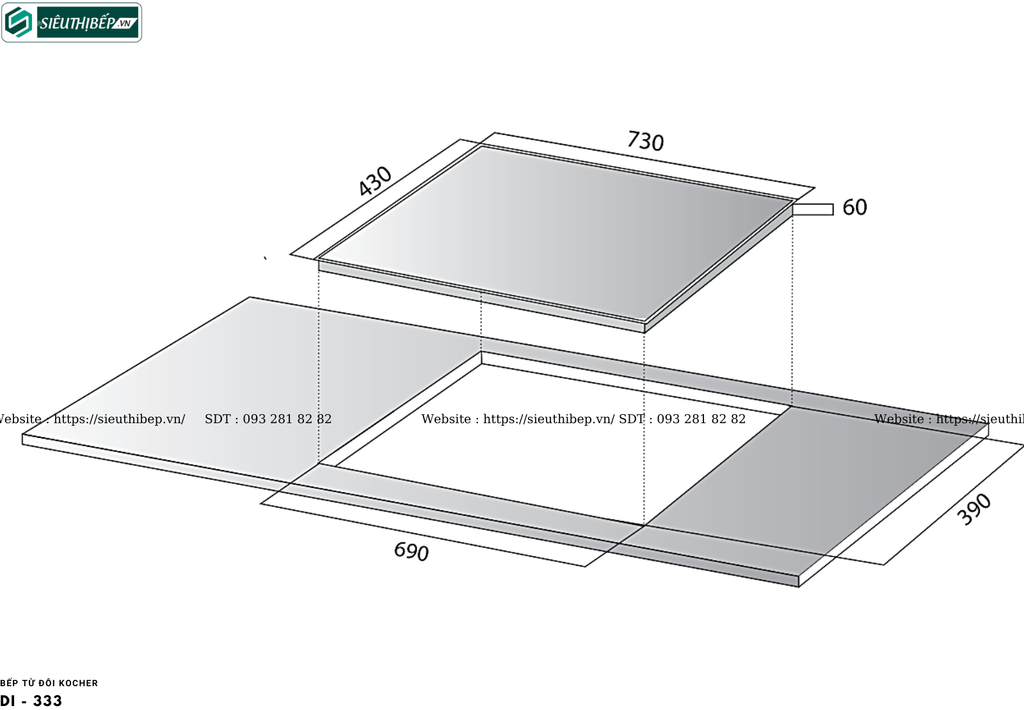 Bếp từ đôi Kocher DI - 333 (Made in Korea)