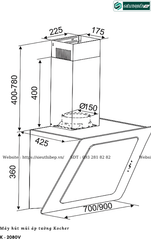 Máy hút mùi Kocher K - 2080V (Áp tường - Made in Malaysia)