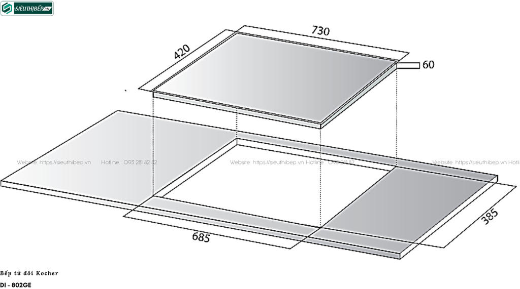 Bếp từ đôi Kocher DI - 802GE (Made in Germany)