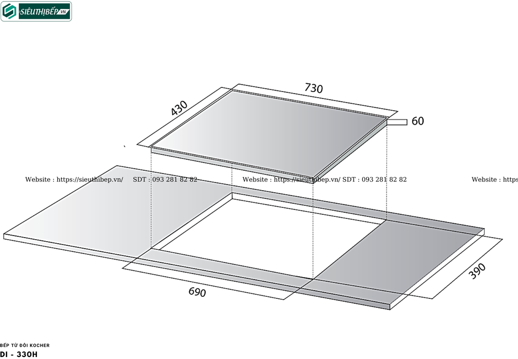 Bếp từ đôi Kocher DI - 330H (Made in Korea)