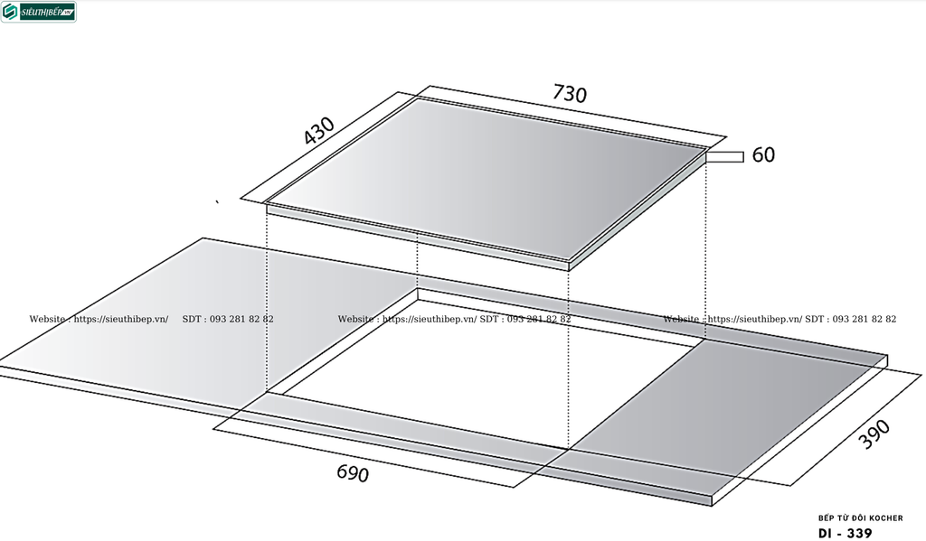 Bếp từ đôi Kocher DI - 339 (Made in Korea)